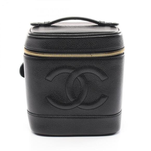 CHANEL Handbags - CHANEL Black Caviar Leather Logo Bag